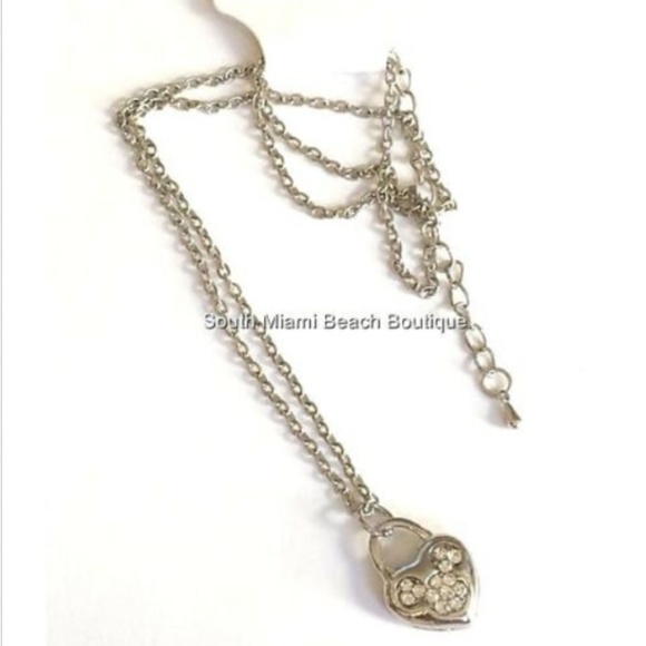 Mickey Mouse Ears Heart Necklace Crystal Disney 18-21" Valentines Day Gift - Picture 6 of 8